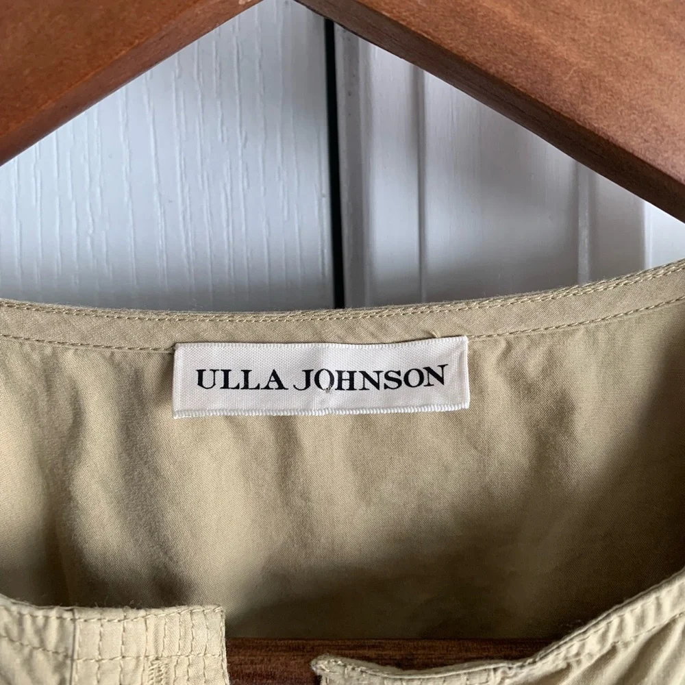 Ulla Johnson Tan Button-Up Minnie Peplum Blouse